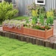 image 5 of COSTWAY Wood Raised Garden Bed Large Planter Box w/Divider-Brown