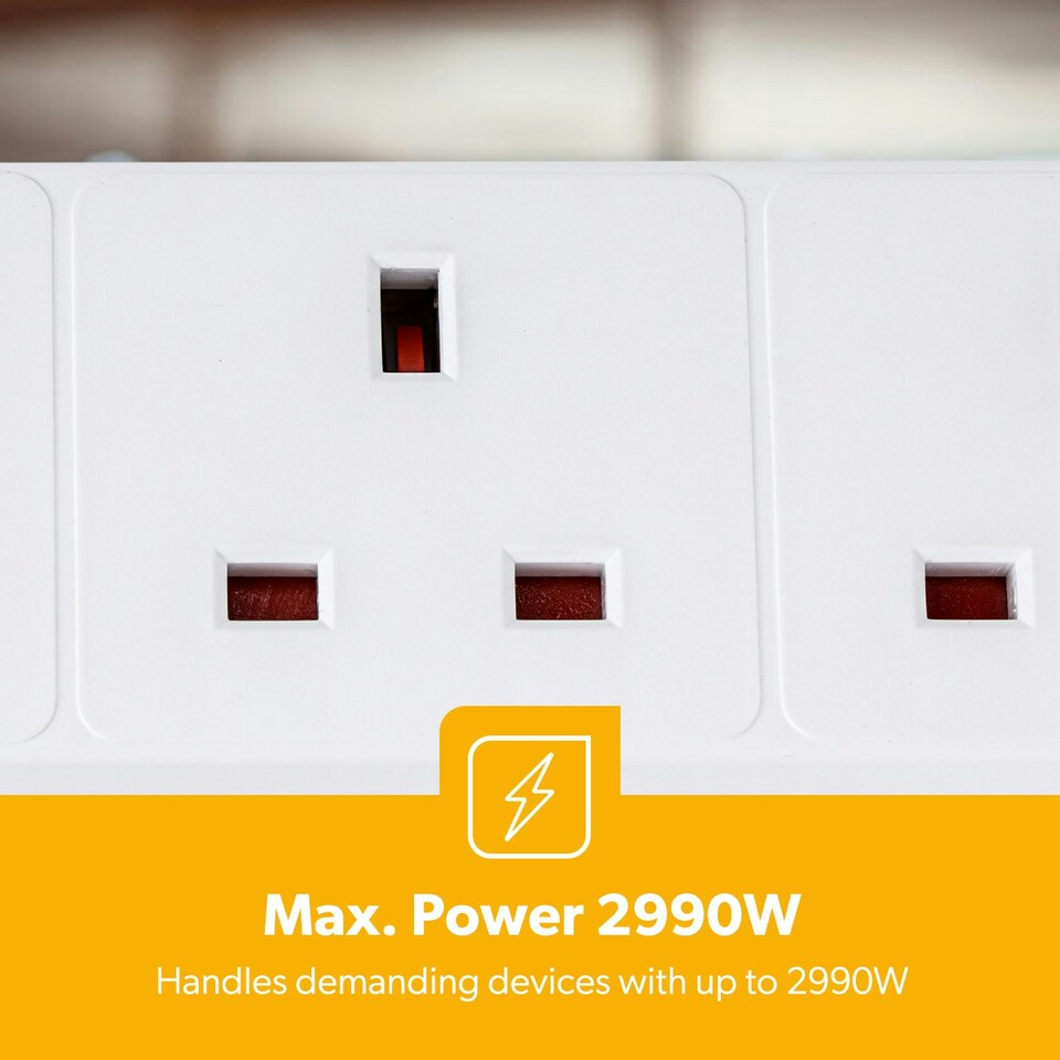 image 1 of GEEPAS 3 Gang Extension Lead, 2M Cable