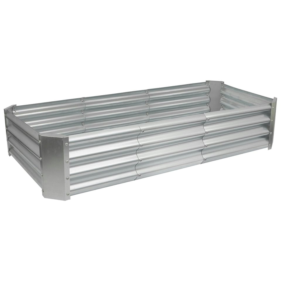 image 1 of Harbour Housewares Rectangle Galvanised Steel Raised Garden Bed - 180cm x 90cm - Silver
