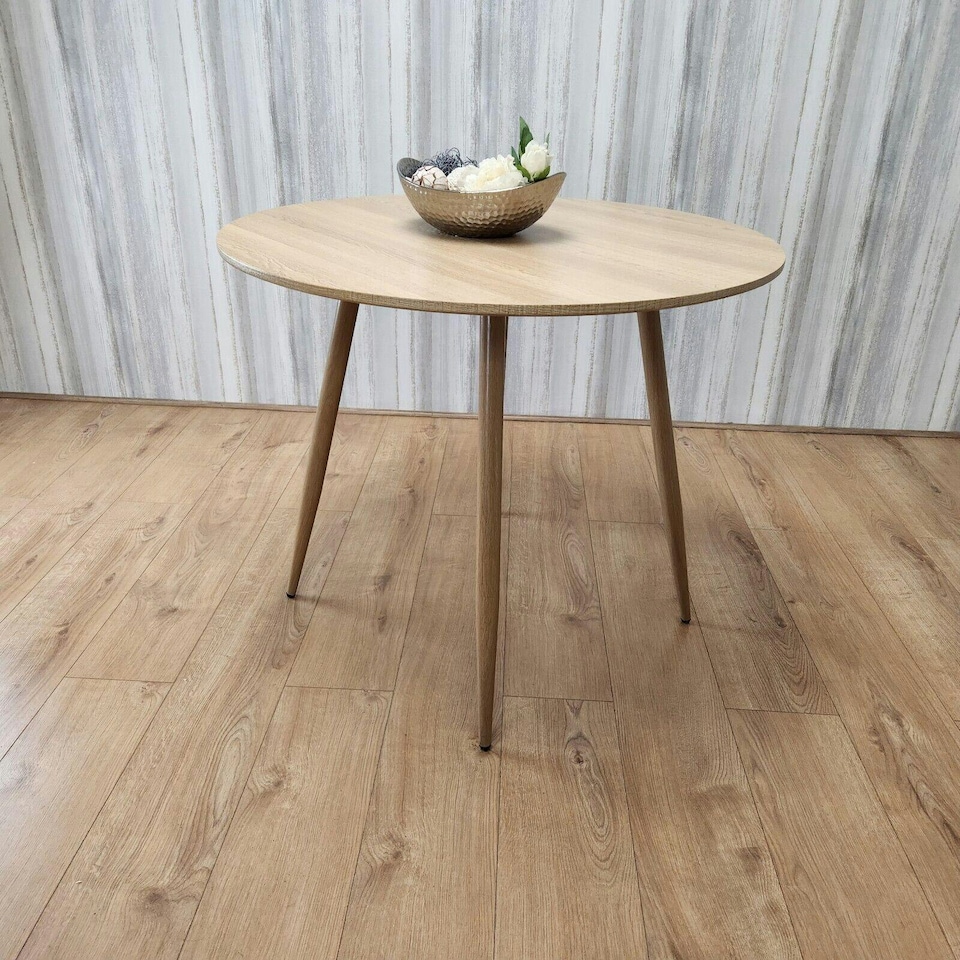 image 1 of Dining Table Beige Wood Kitchen Place for 4 Seats, Dining Table Only (Beige H 75 x L 90 x W 90 cm) Brown
