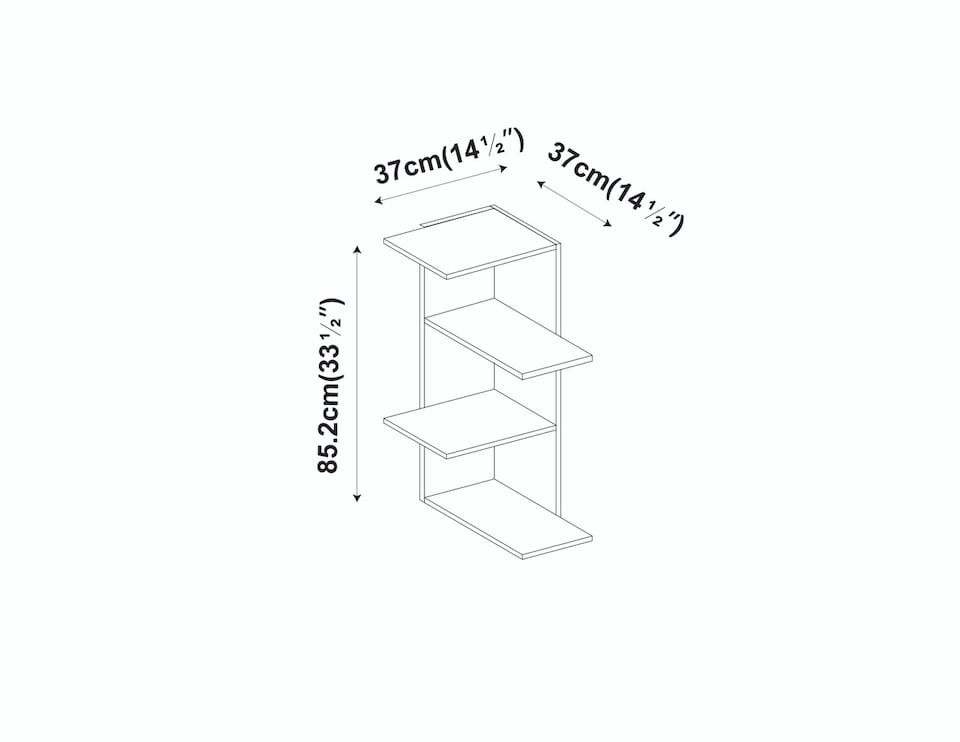image 1 of White 3-Tier Corner Bookcase & Shelving Unit | White | 1