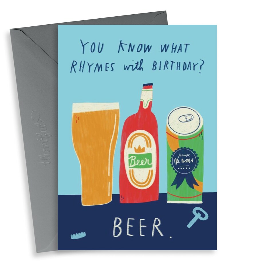image 1 of Funny Beer Illustration Birthday Card For Him