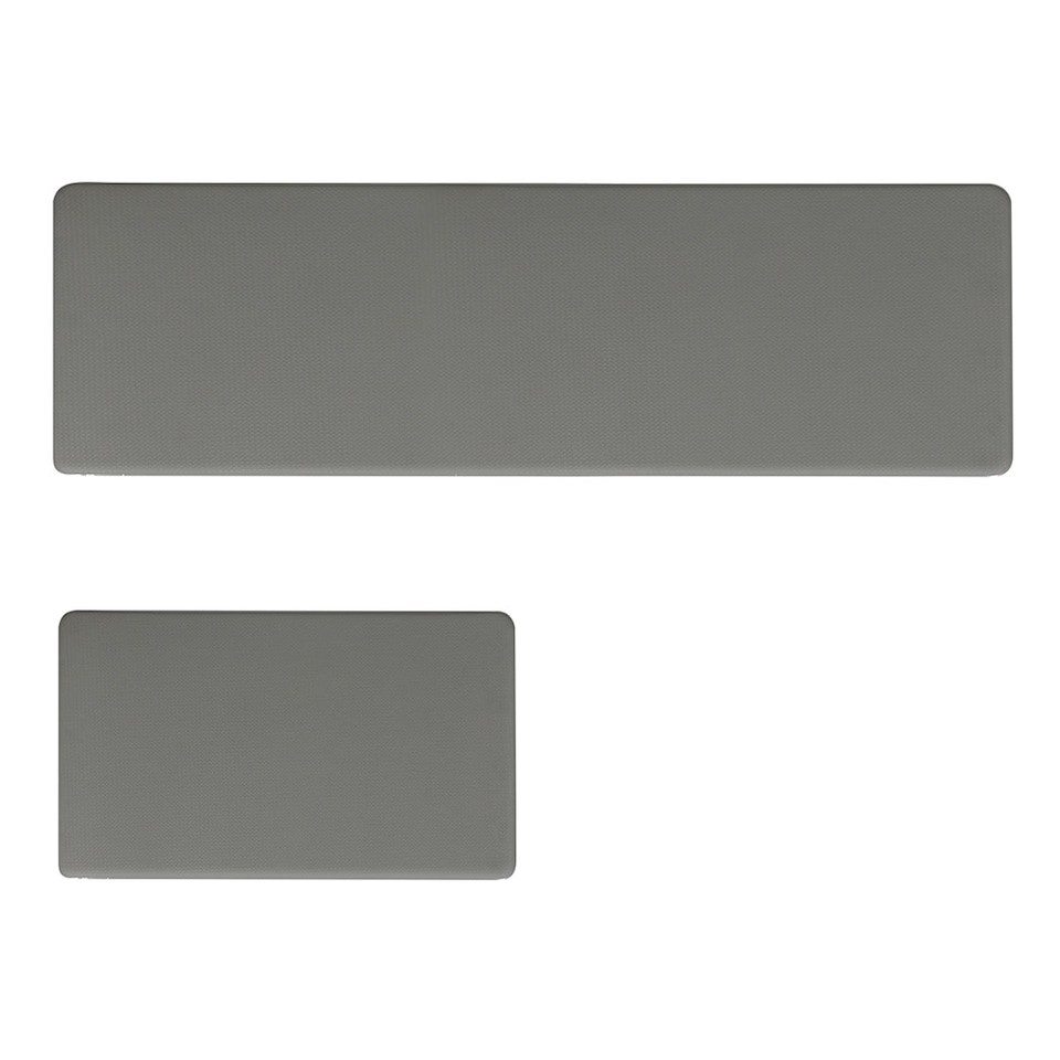 image 1 of Marlow 2PC Kitchen Mat Grey Non-Slip Woven Rubber Absorbent Runner | Grey | Grey | One Size