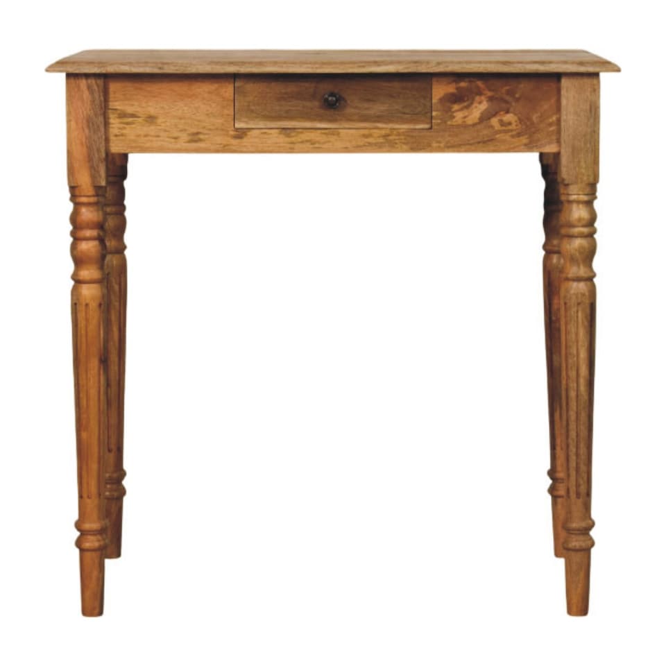 image 1 of Artisan Furniture Solid Wood Oakish Turned Leg Writing Desk