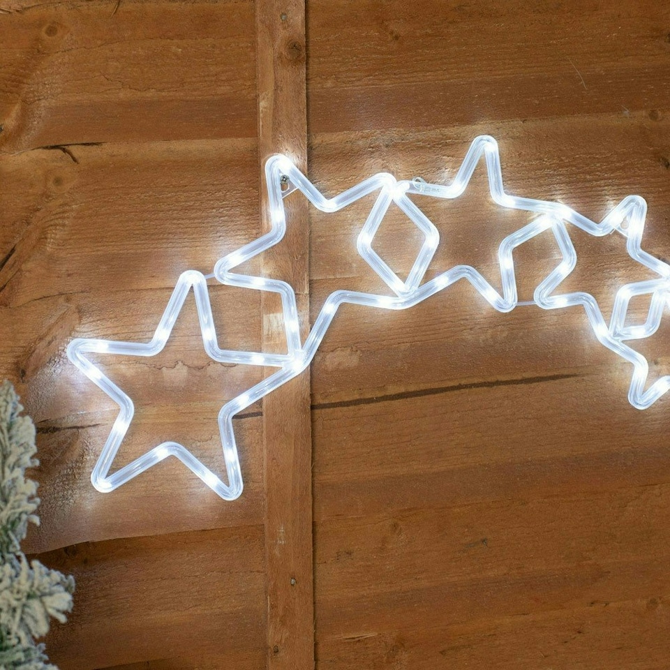 image 1 of ValueLights Christmas Star Arch White Illuminated Decoration and Integrated LED 2.4W Cool White Bulb