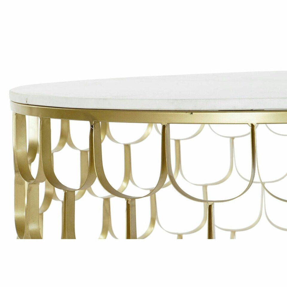 image 1 of Side table DKD Home Decor 81 x 81 x 42 cm Golden White Plastic Marble Iron N/A
