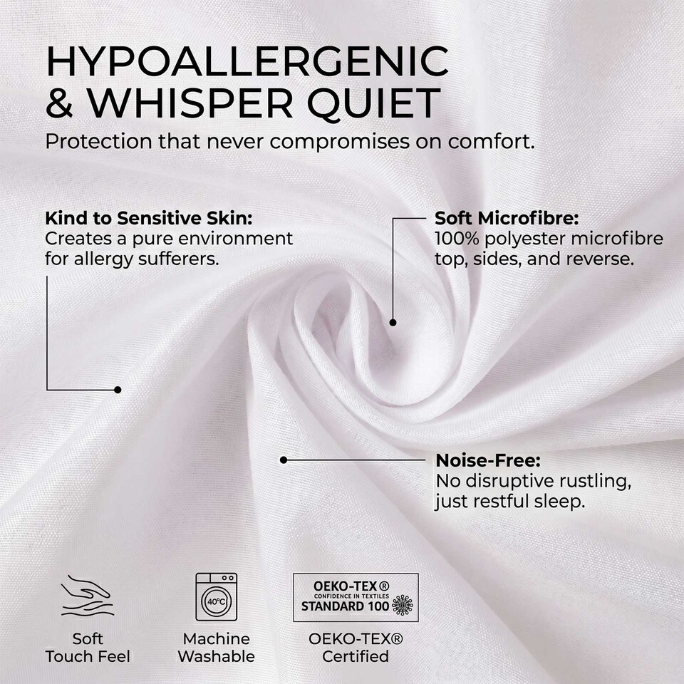 image 1 of Homescapes Luxury Zipped Mattress Encasement, 30 cm | White | Double | 1
