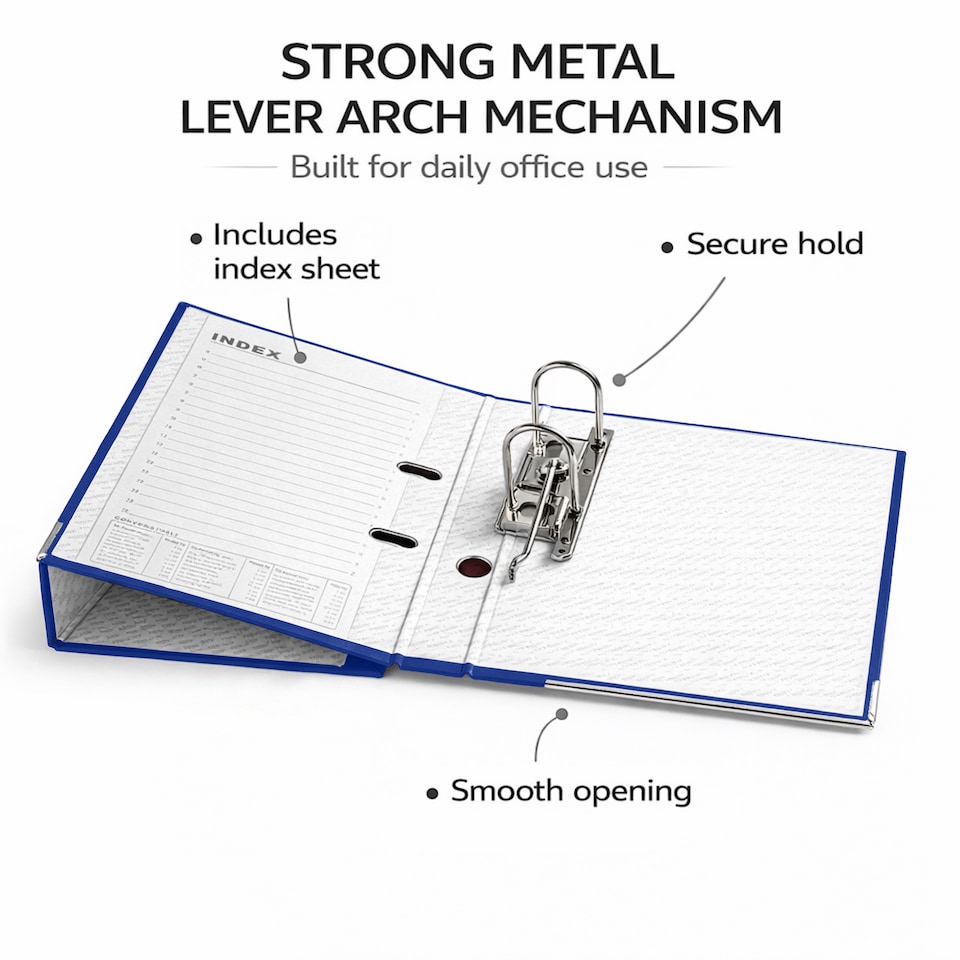 MKGT Blue A4 Lever Arch Files 75mm Spine Ring Binder Folder Office ...