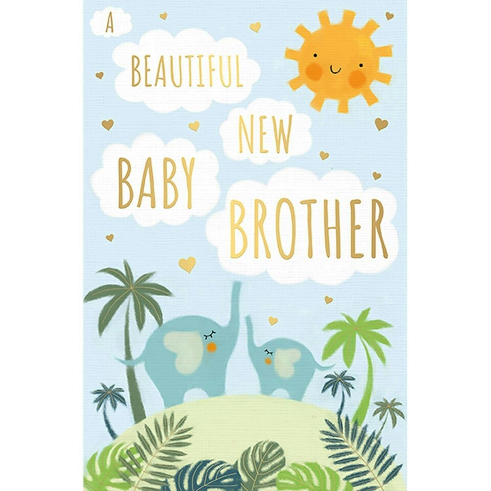 Words 'n' Wishes Traditional Birth of Baby Brother Card, Card for