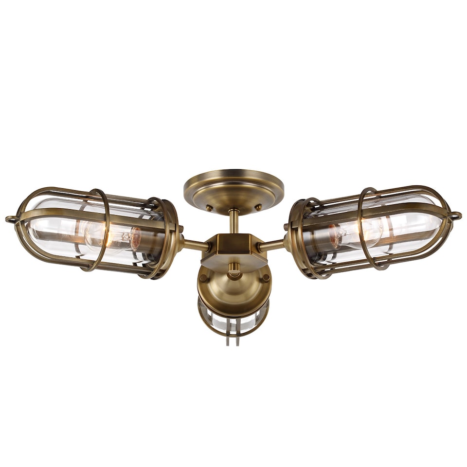 image 1 of Feiss Urban Restoration 3 Light Semi Flush Dark Antique Brass IP44