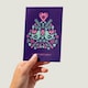 image 3 of Scandi Style Flowers Birds Purple For Her Birthday Greeting Card