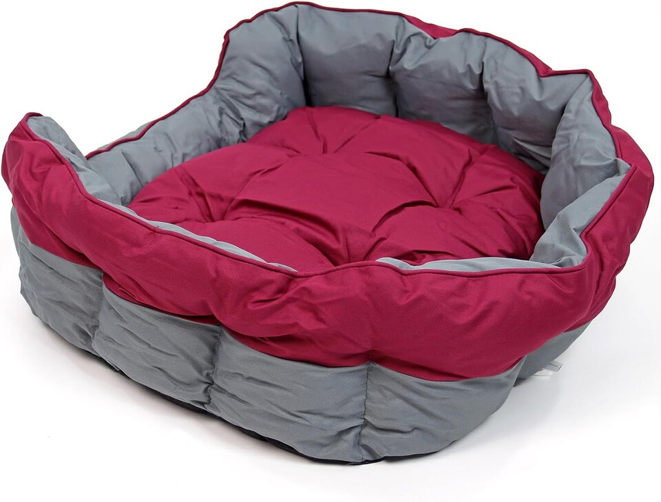 image 1 of Actiaspet Waterproof Pet Bed Reversible Cushion Multiple Sizes (Grey/Burgundy, Large)