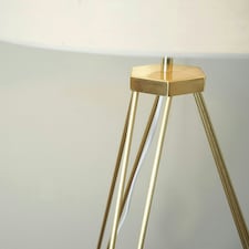 ValueLights Modern Gold Hairpin Design Tripod Floor Lamp With Beige Drum Shade