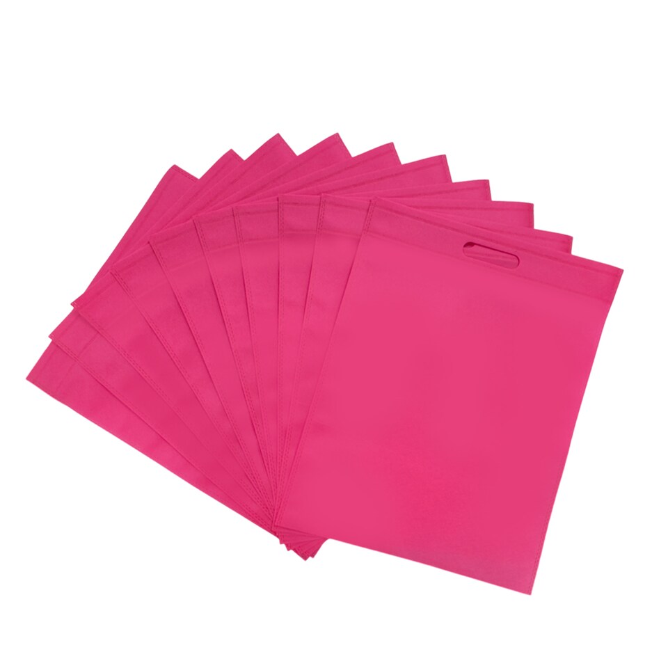 image 1 of Pack of 25 Pink Coloured 40x30cm Non-Woven Patch Handle Bags | Pink