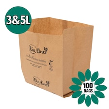 3 & 5L Bioliner Paper Compostable Caddy Liners (Small) - 100 Bags