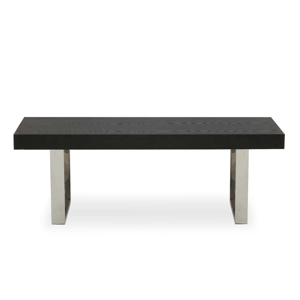 image 1 of Interiors By Premier Bench With Black Wooden Top, Sleek Wooden Bench, Garden Bench For Outddor Patio, Rectangular Dining Bench Black
