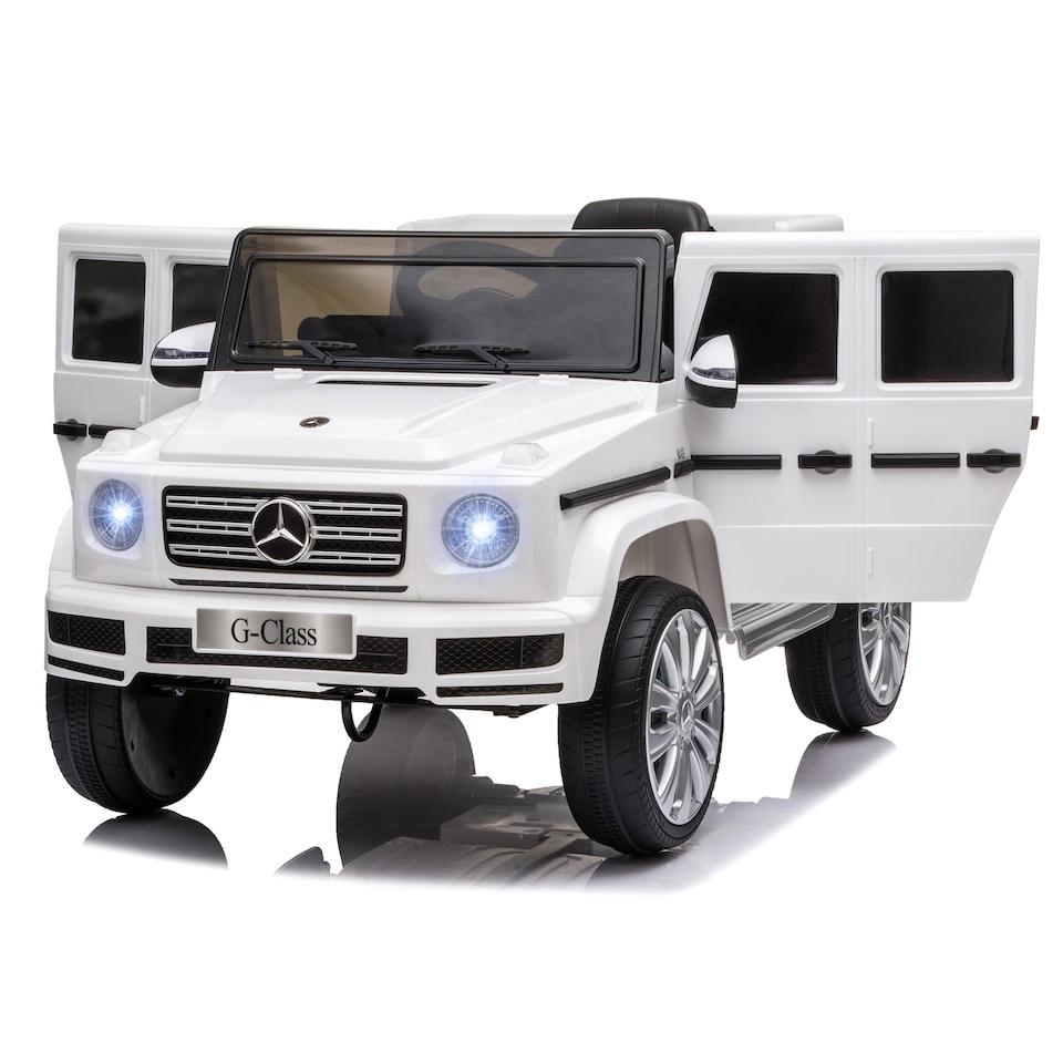 image 1 of HOMCOM Mercedes Benz G500 Licensed 12V Kids Electric Ride On Car Toy with Parental Remote Control Battery-powered 2 Motors Music Lights MP3 for 3-8 Years Old White