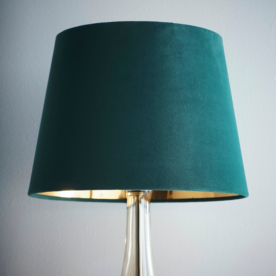image 1 of 10" Green Velvet Empire Light Shade Gold Inner Green