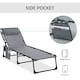 image 6 of Outsunny Portable Sun Lounger, Folding Camping Bed Cot, Reclining Lounge Chair 5-position Adjustable Backrest with Side Pocket, Pillow for Patio Garden Beach Pool | Grey