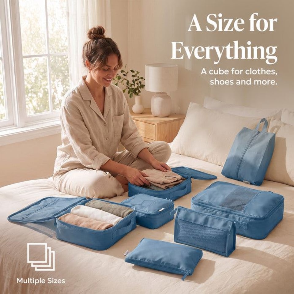 image 1 of Lugg Compression Packing Cubes 8 Piece Travel Suitcase Organiser Set