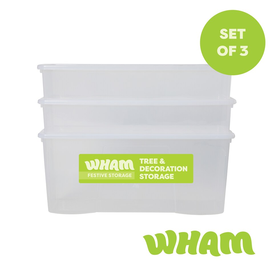 image 1 of Wham Festive 3-Piece Christmas Storage Set | Clear