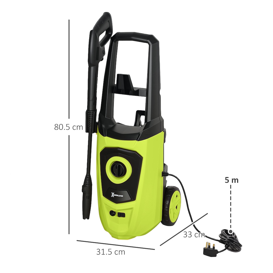 image 1 of DURHAND 1800W High Pressure Washer 150 Bar Pressure 510 Lh Flow HighPerformance Portable Power Washer Jet Wash Cleaner with 6M Hose and Hose Reel for Garden Car Furniture Green