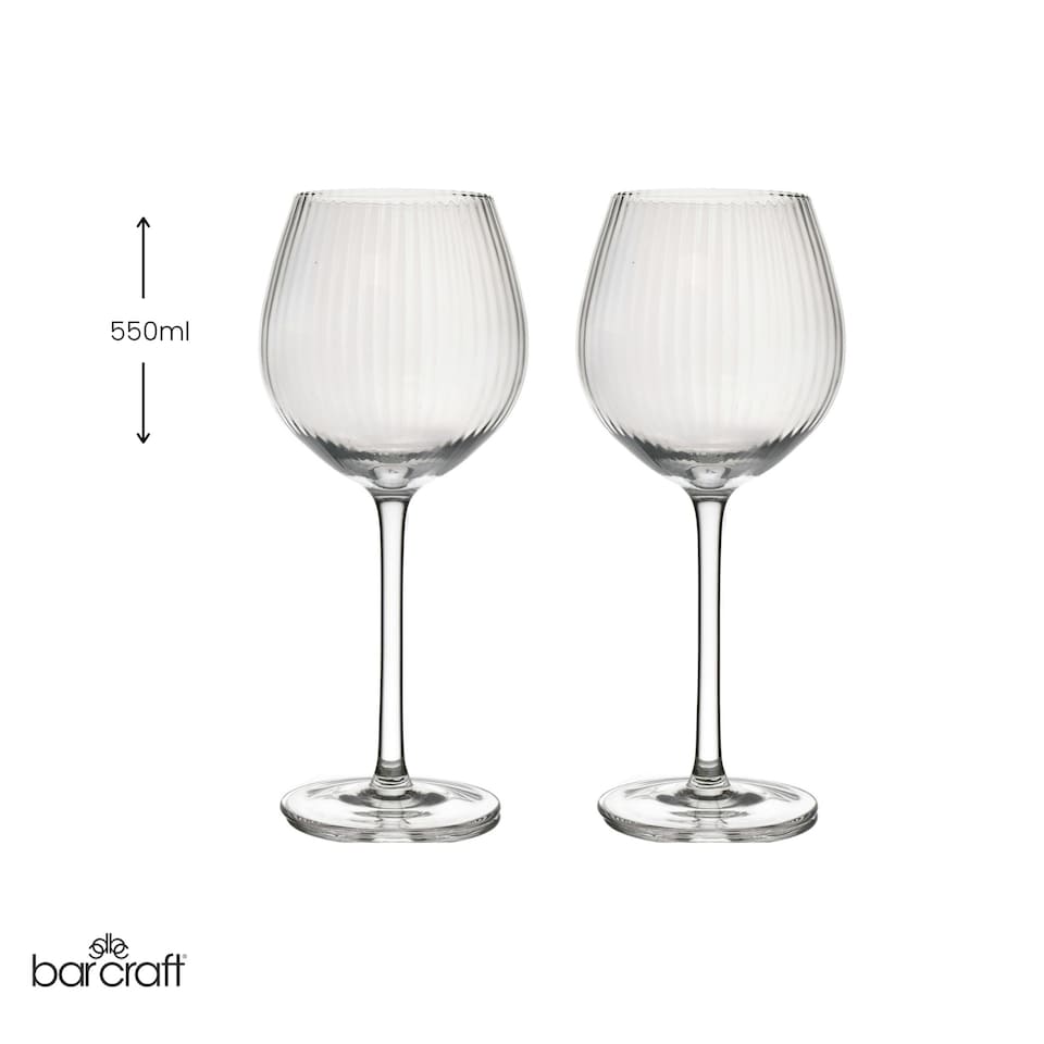 image 1 of BarCraft Handmade Ribbed Gin Glasses Gift Box Set of 2