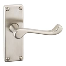 Door Handles Set Victorian Scroll Metal Lever Latch Internal External | Silver | Satin Nickel 118mm