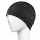 image 2 of Ladies Comfortable Fabric Swimming Cap | Turban Style Lightweight Swim Cap | Black | Black | One Size | 1