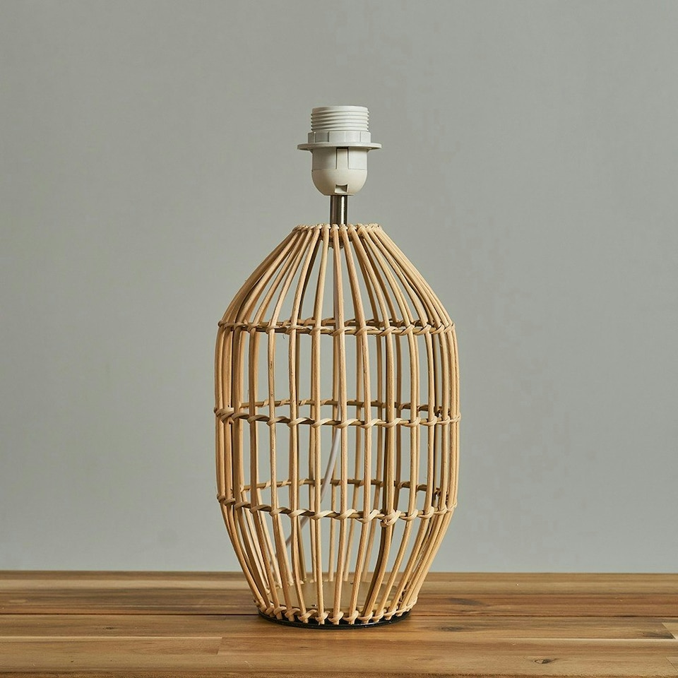 image 1 of ValueLights Contemporary Natural Rattan Cylinder Table Lamp Base