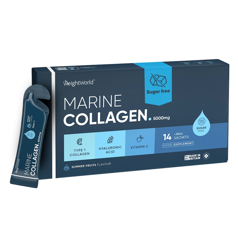 image 1 of Marine Collagen Liquid - 14 Sachets (5000mg Each) - With Vit C & Hyaluronic Acid - Type 1 Collagen