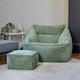 image 1 of Natalia Chenille Adults Bean Bag Armchair and Pouffe, Ready Filled Large Beanbag and Footstool Sage Green | Green | Sage Green | 2