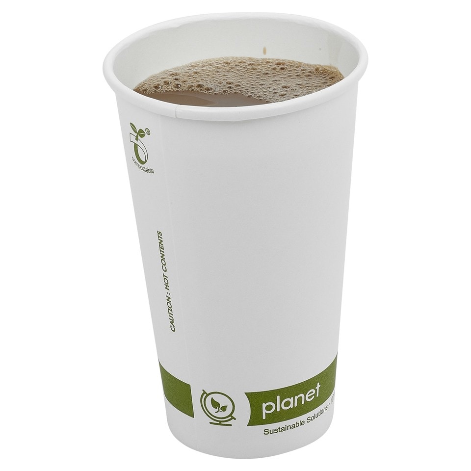 image 1 of Paper Coffee Cups 16oz White Compostable Takeaway | White | Set of 50