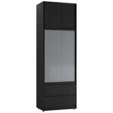 240cm 2 Sliding Doors Wardrobe Bedroom Storage Closet Hanging Rail Cupboard Unit | Multi | Black Carcass & Grey Doors | 1