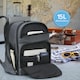 image 4 of Cabin Pro 'Stride' 40x20x25cm Ryanair Cabin Bag Underseat Backpack for Travelling TSA Approved Lock Expandable Backpack - Carry on Luggage | Grey | Grey | 1