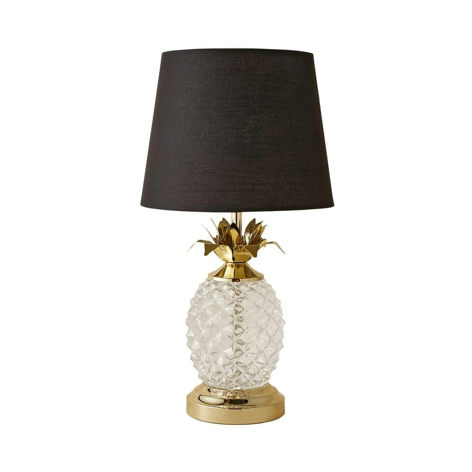 image 1 of ValueLights Pineapple Dimmable Clear Table Lamp and E14 Candle LED 5W Warm White 3000K Bulb | Black
