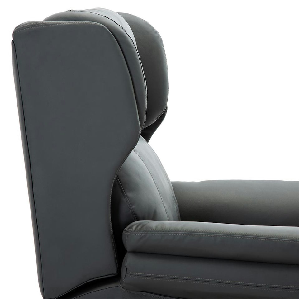 image 1 of Oakford Single Motor Rise Recliner Bonded Leather Wingback Chair (Slate)