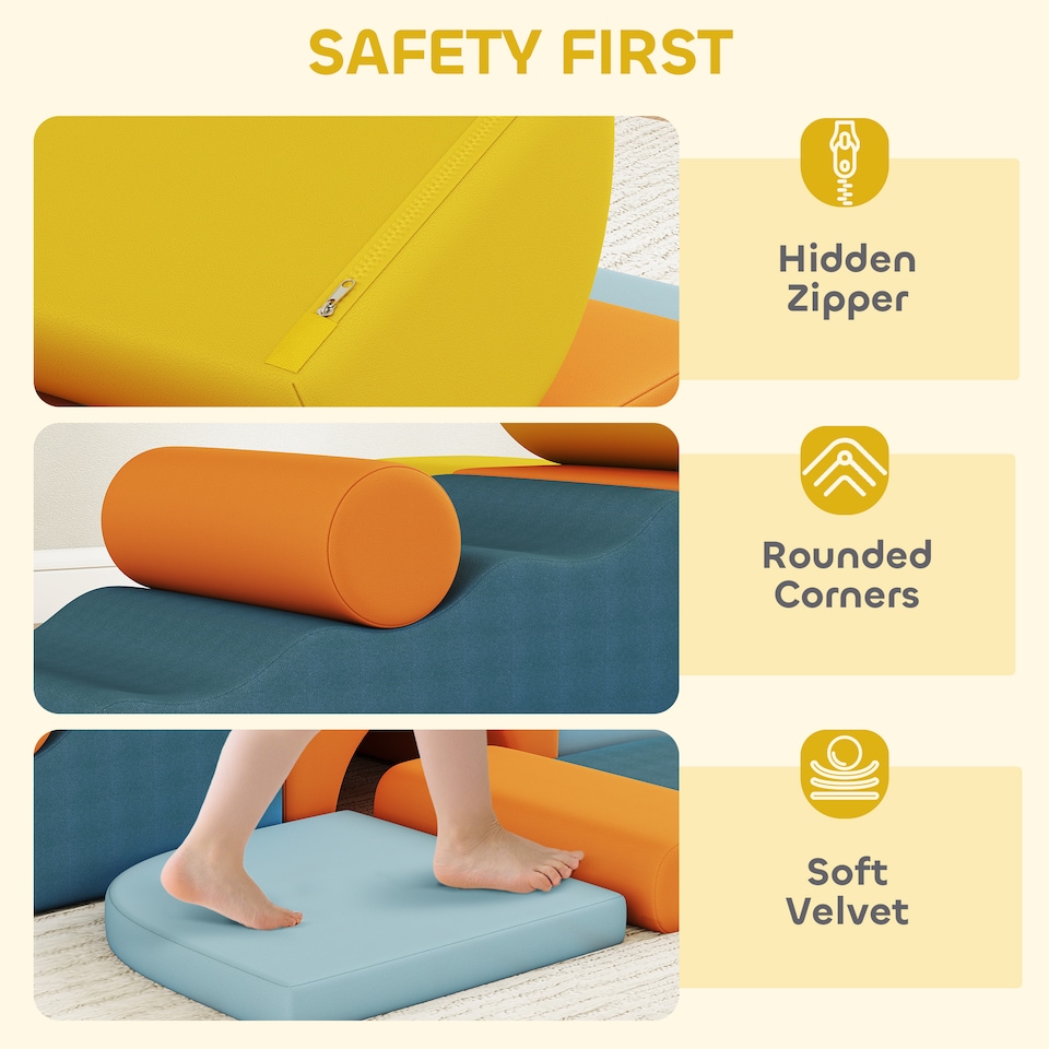 image 1 of AIYAPLAY 9-Piece Soft Play Set with Detachable Cover for Kids Motor Skills