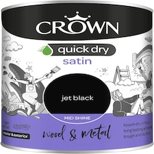 Crown Quick Dry Satin Paint - Jet Black - 750ml