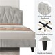 image 7 of Yaheetech 135 cm W x 190 cm L Upholstered Bed Frame with Button-Tufted Headboard Beige