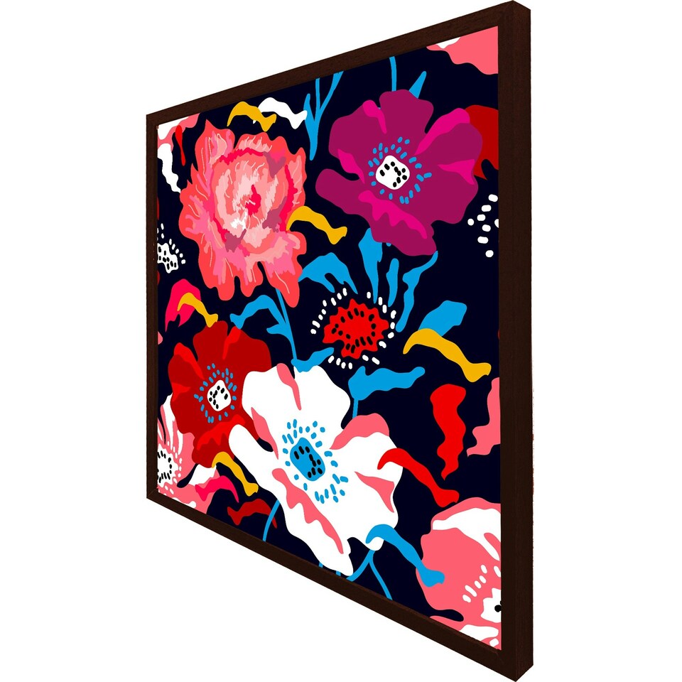image 1 of Bright flowers on dark background (Picture Frame) Black | S