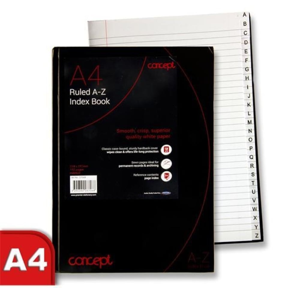 image 1 of A4 192 Pages Ruled A-Z Index Book by Concept