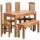 image 1 of Poko Light Mango 6ft Dining Set with Bench & 4 Wooden Chairs
