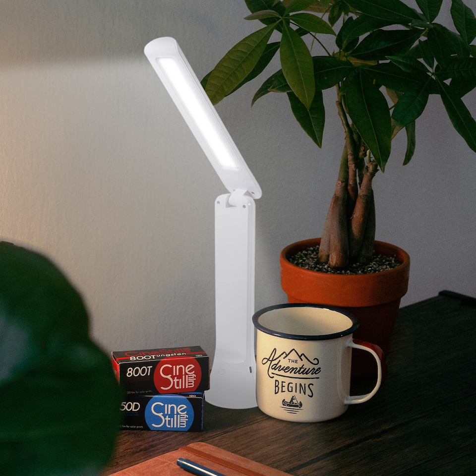 image 1 of PURElite 2in1 Lamp & Torch - Table & Desk Light, Rechargeable LED Bulbs, 180 degree Adjustable Angle for Reading & Crafts | White