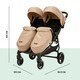 image 3 of Venus Max Double Stroller - Birth to 15kgs (Approx. 3 Years), Compact, Lightweight, Foldable Twin Pushchair,  2 Quilted Footwarmers & Rain Cover (Biscuit)