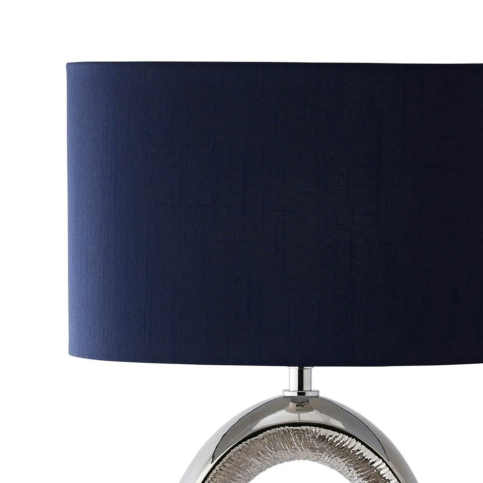 image 1 of Dott Chrome Ceramic Table Lamp with Blue Shade Blue