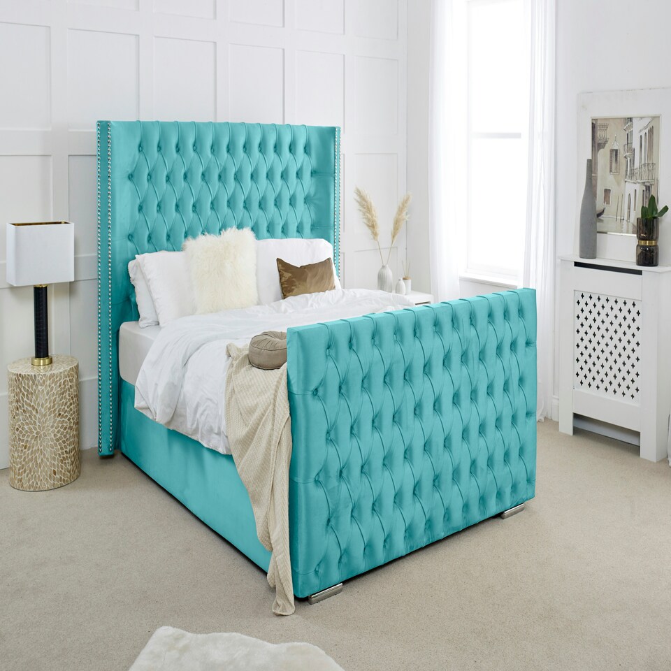 Meila Plush Superking Bed Frame - Teal
