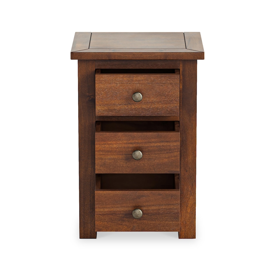 image 1 of Duchy Acacia 3 Drawer Brown Bedside Table - Fully Assembled By Roseland Furniture