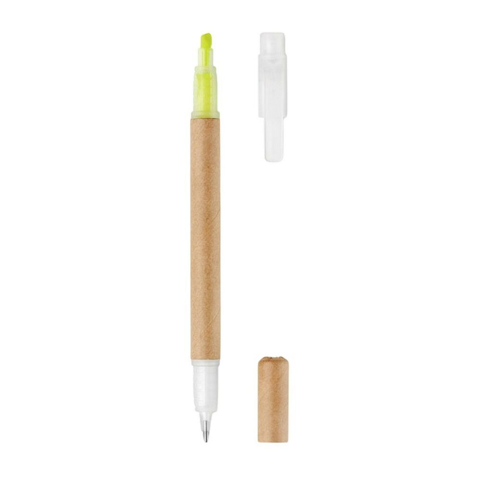 image 1 of MidOcean Duo Paper 2 in 1 Recycled Carton Highlighter Pen - Yellow - One Size