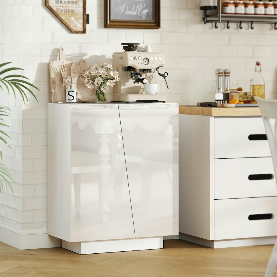 image 1 of HOMCOM High Gloss Storage Cabinet for Bedroom Living Room Dining Room Black